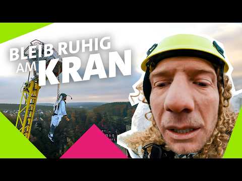 Wer bleibt am Kran hängend ruhiger? Höhenangst, hoher Puls & ein defekter Kran!?