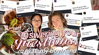 Q&A ft. my boyfriend while cooking+ eating 🥢🍥 (how we met, get to know us, relationship advice..)