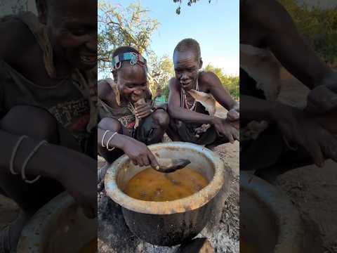 Wow That's awesome See How Bushmen are Very happy with Their traditional food#africa #villagelife