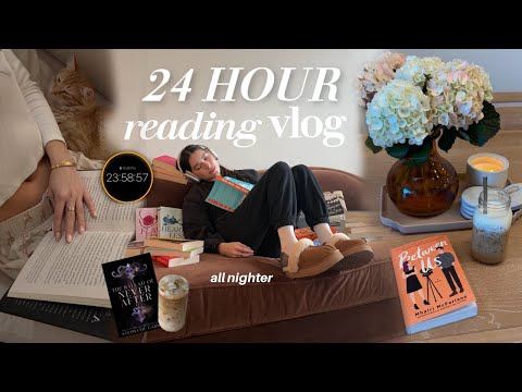 24 hour reading vlog 📚 | all nighter readathon, new 5 ⭐️ books, binging books *spoiler free*