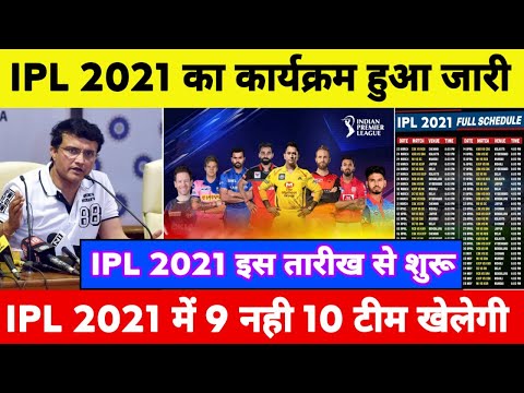 IPL 2021 का कार्यक्रम हुआ तय, इस तारीख से शुरू होगा ! 9 नही 10 टीम के साथ IPL 2021...