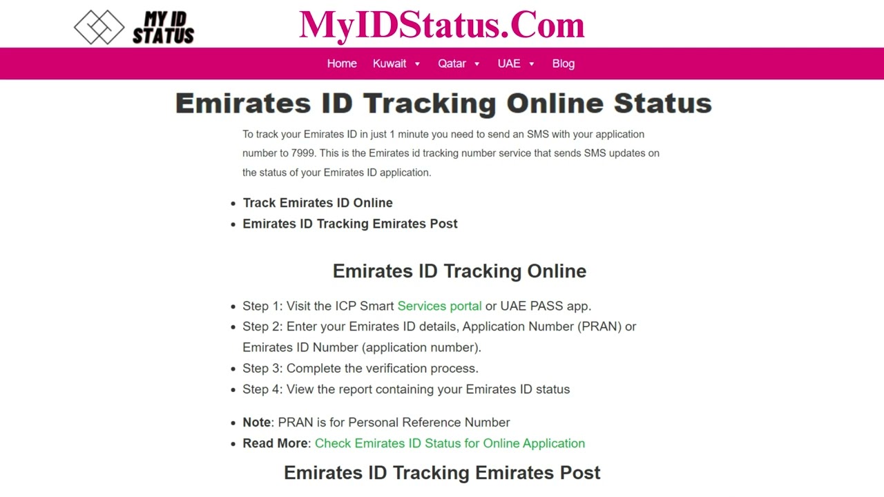 Emirates Id Tracking Online  2024