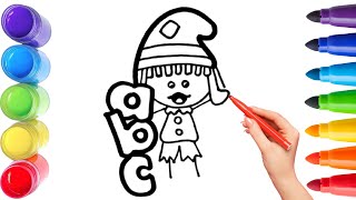 How To Draw cute abc Drawing, Painting & Coloring For Kids and Toddlers_ Child Art 🐋🌈🎨
