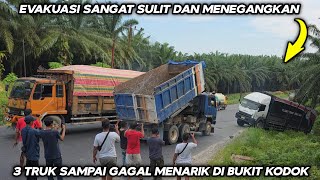 Evakuasi Sangat Sulit Dan Menegangkan !!! 3 Truk Sampai Gagal Menarik Di Bukit Kodok