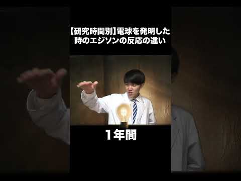 【研究時間別】電球を発明した時のエジソンの反応の違い