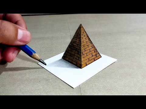 🟢 Dibujos en 3D - Como dibujar una PIRÁMIDE 3D - ARTE fácil