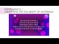 Solubility of Various Materials