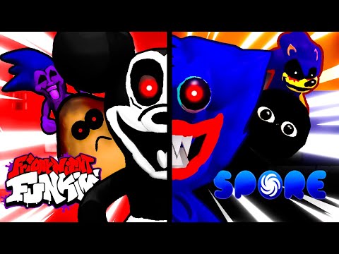 Pou Bob Mickey Sonic y Huggy Wuggy de PESADILLA en SPORE | CREANDO PESADILLAS FNF