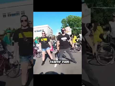Motorcyclist Has Enough Of Protestors