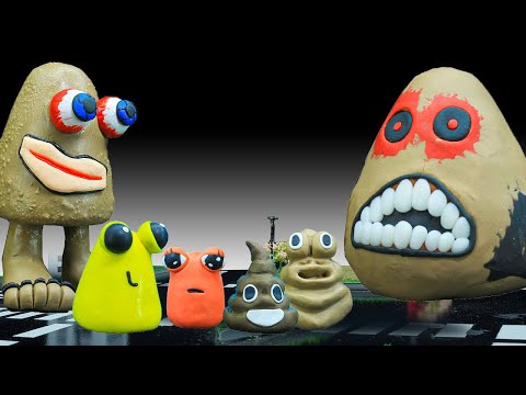 How to make Sad Pou, Monster Pou, and Spooky Spider Pou with Clay! 🥳✨ #pou