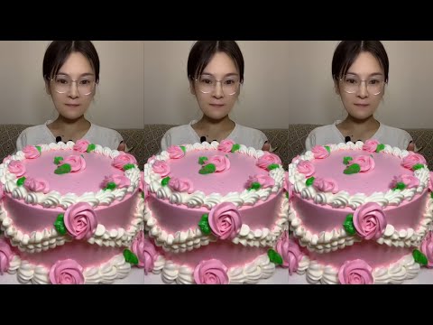 Eating Most Delicious Creamy Cake 🩷🍰 ( soft chewy sounds ) 크림 케이크 먹방 MUKBANG Satisfying