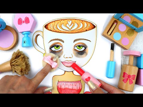 ASMR Makeup WOODEN cosmetics with Paper Ballerina Cappuchina 💄