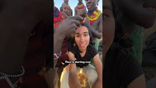 Hair braiding with the Daasanach tribe