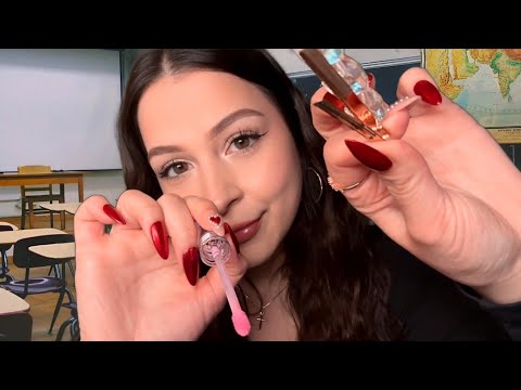 ASMR Clipping your hair back & applying LIPGLOSS on you 💋