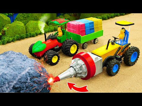 DIY Science Project: Build a Brick House | Drilling Tractor open road |@haiphongminitractor4340