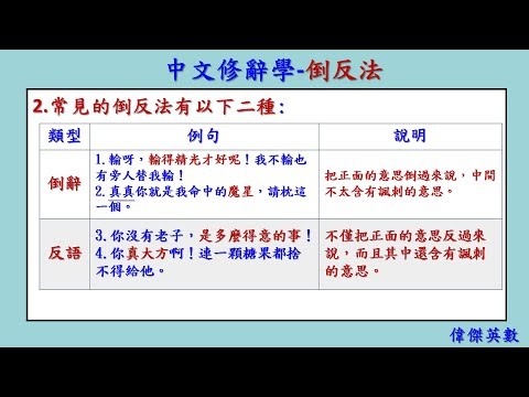 中文修辭學 09 倒反法 (Chinese Rhetoric) - YouTube