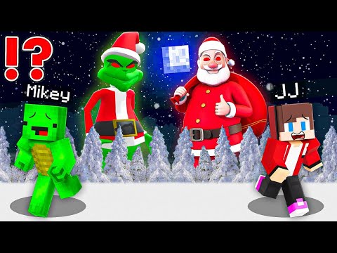 JJ and Mikey SURVIVED 100 days with GRINCH and EVIL SANTA At Night in Minecraft Challenge - Maizen