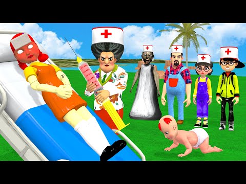 Scary Teacher 3D vs Squid Game: Docter Help DOLL Escape from Drowning with Baby 5 Times Challenge