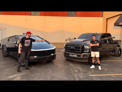 Cocky Cyber Truck Owner GETS EMBARRASSED By +1000hp F250 Race Truck!