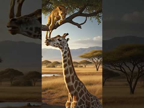 Lion cubs and Giraffe moment 🦁 what happens next!?