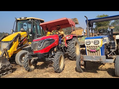 JCB 3DX Backhoe Repairing And Going To Another Village Working With Swaraj And Mahindra Tractor