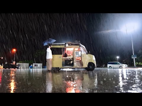 【大雨】深夜のSA車中泊。3000km越えの日本縦断旅。[北海道→沖縄]