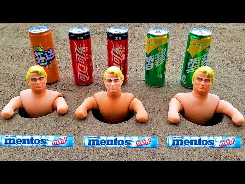 Coca Cola, Different Fanta, Mtn Dew, Pepsi,Sprite and Stretch Armstrong vs Mentos in Big Underground