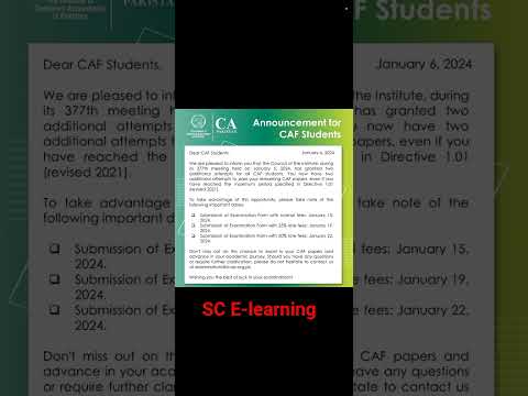 Important  announcement for CAF Students January 2024