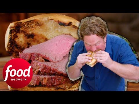 Casey Devours A Trip-Tip Sandwich Smothered In BBQ Sauce & Spicy Salsa | Man V Food: Hall Of Fame
