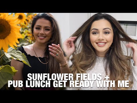 SUNFLOWER FIELDS + & A PUB LUNCH GET READY WITH ME | KAUSHAL BEAUTY