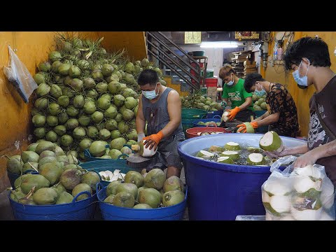 현란한 스킬! 코코넛 자르기 달인 / super speed! amazing coconut cutting skills - thai street food