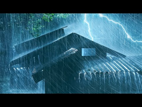 ⚡Heavy Thunderstorm Rain at Night | Tropical Rainstorm & Intense Thunder on Tin Roof of Farmhouse