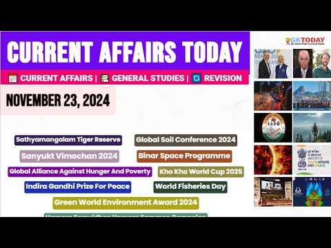 23 November, 2024 |Current Affairs Today |Top MCQs with Static GK & Detailed Revision by GKTODAY 🎯