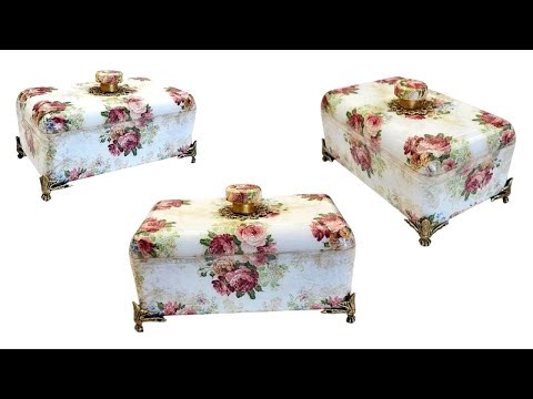 Beautiful Jewelry box diy/Reverse decoupage on plastic/Home decor