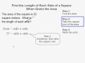 Finding the Length of a Square's Side from its Area