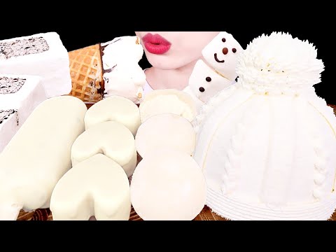 ASMR MUKBANG｜WHITE CHOCOLATE PARTY * S'MORE ICE CREAM, MOCHI, CAKE, HERSHEY 화이트 초콜릿 파티 먹방