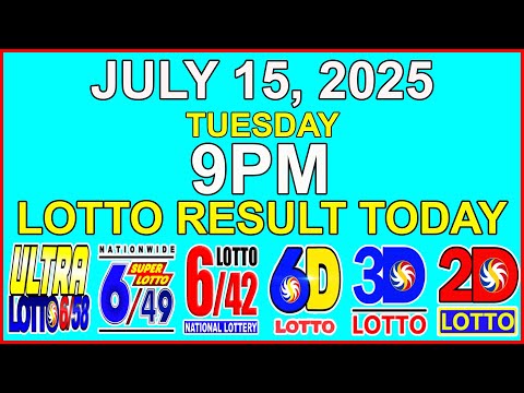 9pm Draw Lotto Result Today July 15 2025 PCSO