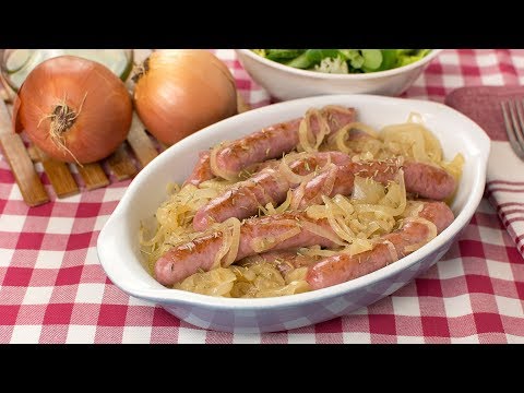 Pork Sausages with Onions - Super Tasty Onion Sausages Recipe