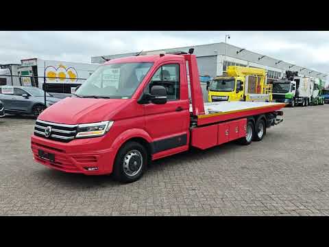Volkswagen CRAFTER 6x2 3Zitplaatsen Euro6 - Thoma Plateau 4000kg +  Lepel + Dubbele Lier 3.6T  - Standkachel - Navi | Bussen en auto's | Bergingswagen