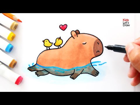 Cómo dibujar y pintar un CAPIBARA NADANDO