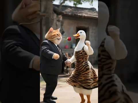 Cute cat, duck, lion and tiger nice video. #cutecat #lion #tiger #duck #ytshorts