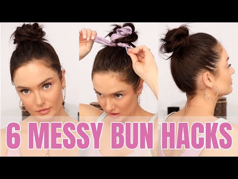 6 Easy Messy Bun Methods! Quick & Cute Hairstyle Hacks \ Chloe Morello