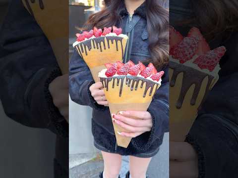 東京で1番パリパリでおいしいイチゴチョコクレープ1500円🍓🍫 #東京グルメ