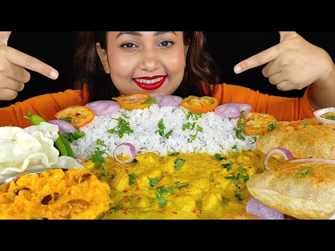 UNCUT MUKBANG‼️😉EATING KADHI CHAWAL🥵PURI😋GAJAR KA HALWA🤤ll MUKBANG+ ASMR🤤😋