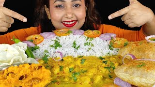 UNCUT MUKBANG‼️😉EATING KADHI CHAWAL🥵PURI😋GAJAR KA HALWA🤤ll MUKBANG+ ASMR🤤😋