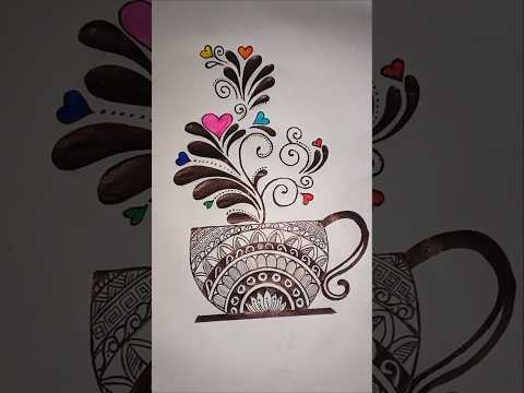 coffee cup ☕ mandala art design #cupmandalaart #mandalaart #art #drawing #viral #trendingshorts