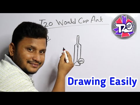 ICC T20 World Cup 2024 Drawing | Learn How To Draw Bat Ball Step By Step Very Easy |Cricket Drawing