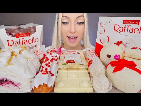 ASMR FERRERO RAFFAELLO, WHITE CHOCOLATE, CAKE, CANDY DESSERT MUKBANG, 컬러 디저트 먹방