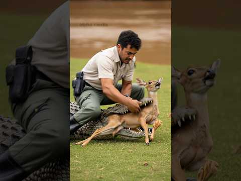 Crocodile Attacked a Baby Deer — But a Brave Park Ranger Saved Its Life! 🐊🦌💥 #wildlife