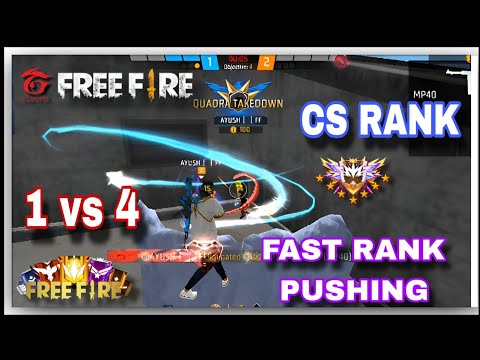 Free Fire Fast Rank Pushing | CS Rank 1vs4 | Garena FF ☠️ Ayush FF 0607 | grandmaster top 1